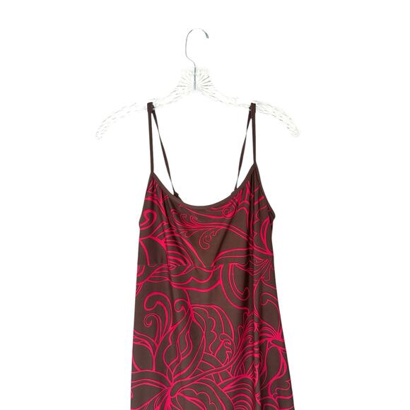Athleta Brown Red Nylon Spaghetti Strap‎ Vacation Travel Beach Swim Dress Medium - Picture 5 of 10